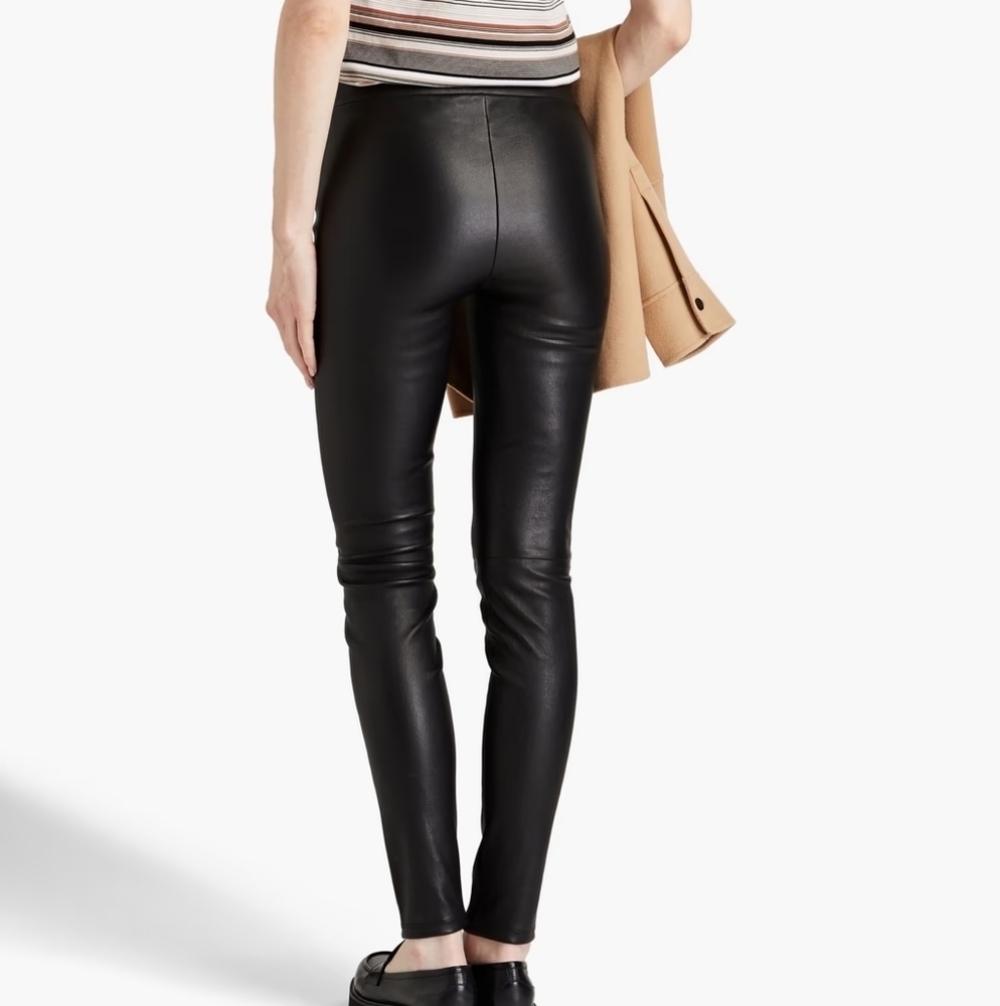 Theory Thaniel Bristol Black Lamb Leather Slim Leg Pants Size 4